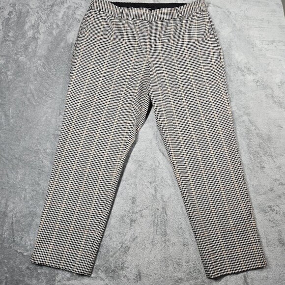 Talbots Pants Womens 16 Black Colton Check Hampshire Ankle Curvy Straight Leg - Picture 1 of 8